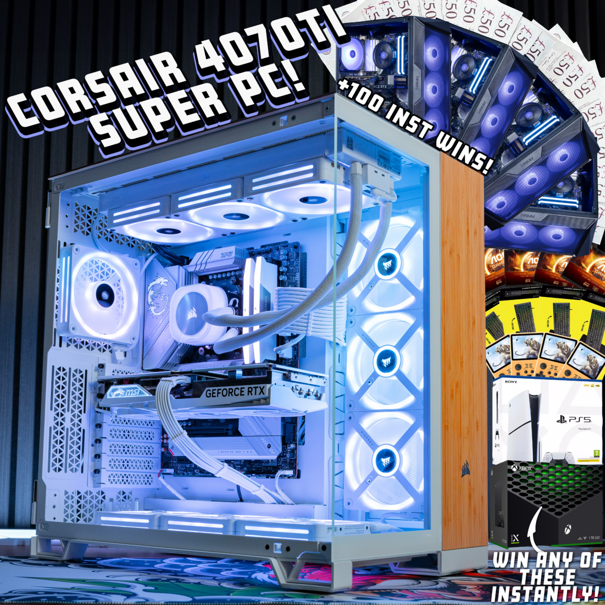 CORSAIR BAMBOO 4070Ti SUPER PC - 100 INSTANT WINS!