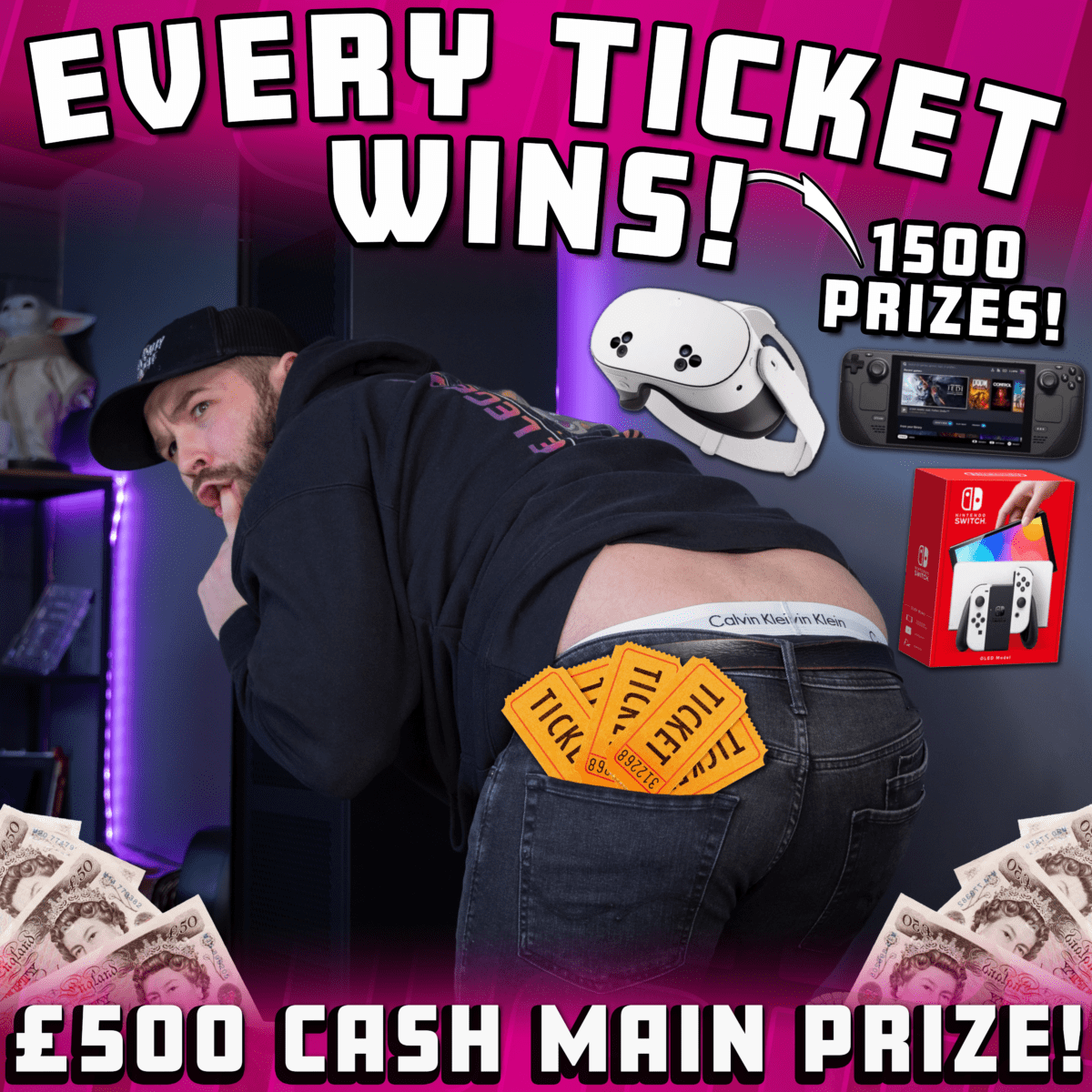 EVERY TICKET WINS - £500 MAIN PRIZE - 1499 INST WINS!